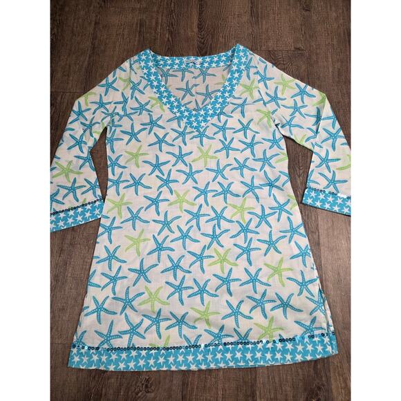 West Indies Dresses & Skirts - West Indies 100% Pure Soft Cotton Designer V-Neck Tunic Top Starfish Small Dress